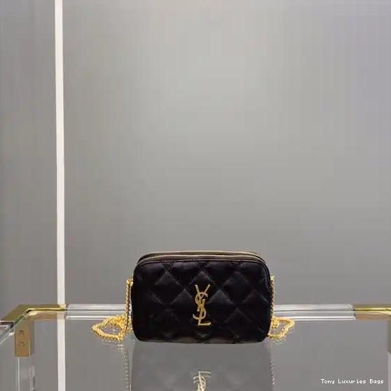 Tony Luxuries QUILTED LAMBSKIN POUCH IN DOUBLE-ZIP YSL BECKY 0524